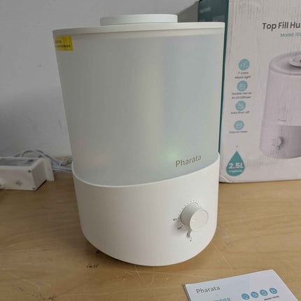 Pharata Humidifiers for Bedroom Large Room, 2.5L Cool Mist Humidifier with Essential Oil Diffuser, Top Fill Humidifier for Baby, Home, Plant, Ultrasonic Humidification for whole house, Auto Shut-Off
