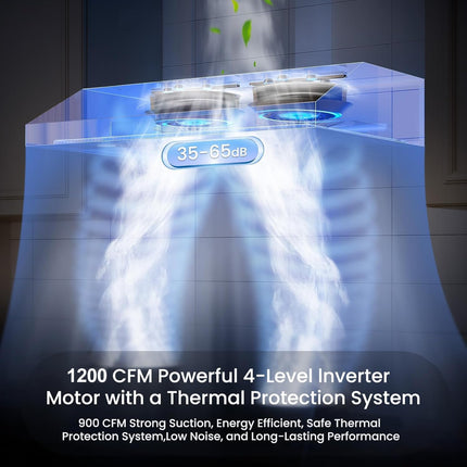 HisoHu 30 Inch Under Cabinet Range Hood with 1200-CFM, 4 Speed Gesture Sensing&T