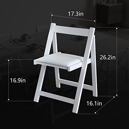 FUNROLUX Wooden Folding Dining Chairs with Padded Seats 2 Pack Foldable Chair fo