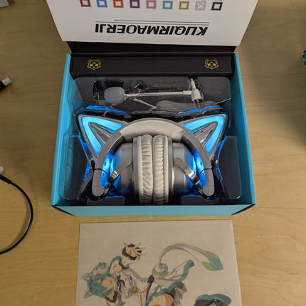 New LED Wireless Cat Ear Headphones (12 Color Changing) with Connectable Attacha