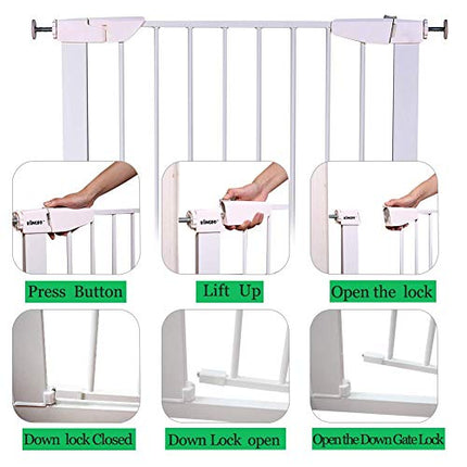 ALLAIBB 26 27 28 inch Baby Gate Wide Pressure Mounted White Walk Through Auto Cl