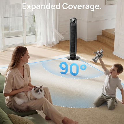 DREO Tower Fan for Bedroom (2026), Bladeless Oscillating Floor Fan with DC Motor, 8 Speeds, 4 Modes & Remote