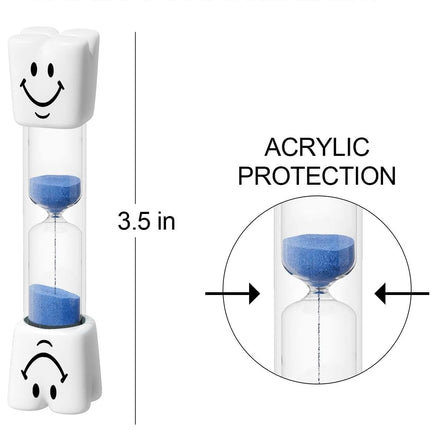 2 Minute Toothbrush Sand Timer for Kids, Small Blue and Pink Smiley Acrylic Hour