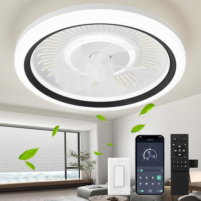 Spnoid Ceiling Fan with Lights and Remote,20'' Low Profile Ceiling Fans with Lig