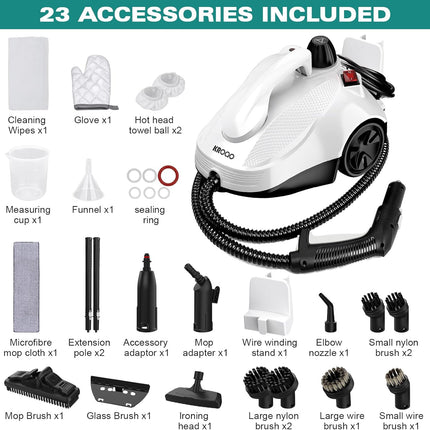KROQO Steam Cleaner, Steam Mop with 23 Accessories, Powerful Multipurpose Portab