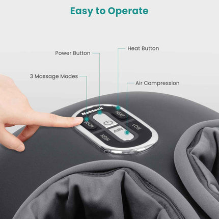 Nekteck Shiatsu Foot Massager Machine with Soothing Heat, Deep Kneading with air Compression, Improve Blood Circulation and Foot Wellness, Relax for Home or Office Use (Gray)