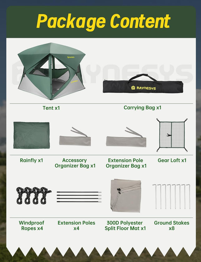 Camping Tent,Instant Cabin Tent, Setup in 60 Seconds, 4 Person Pop up Tents for