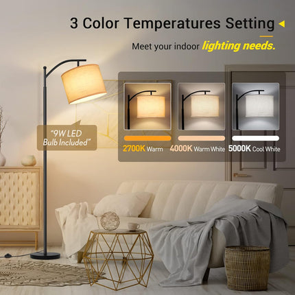 OUTON Arc Floor Lamp, 3 Color Temperatures Modern Floor Lamps, Adjustable Tall S
