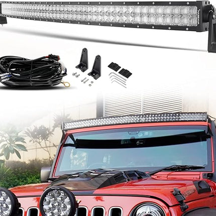 AUXBEAM 50inch LED Light Bar Curved, 50 inch Off Road LED Work Lights for Jeep T