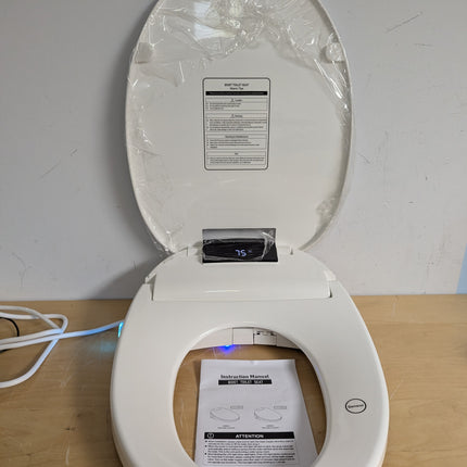 WLJBIDET O80KL Elongated Bidet Toilet Seat with Warm Water Wash & Air Drying, Heated Seat, Remote Control & Nightlight