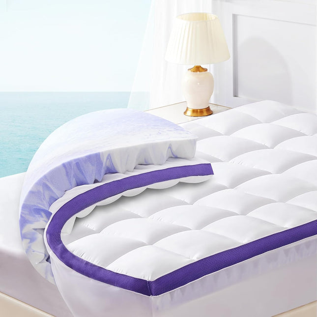 ChiXpace Dual Layer 4 Inch Memory Foam Mattress Topper Queen - 2 Inch Gel Memory