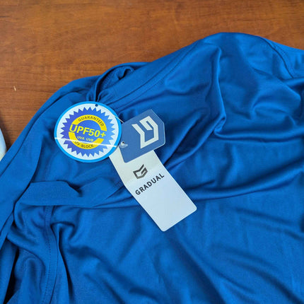 Gradual L size long sleeve UV-blocking shirt, blue