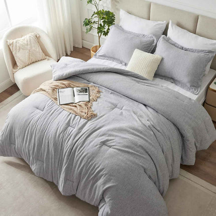CozyLux Twin Comforter Set Dorm Bedding, 2 Pieces Light Grey Twin Extra Long Sof