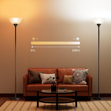 Luckystyle Torchiere Floor Lamp, 1200LM Super Bright Dimmable Standing Lamp