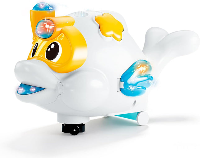 Baby Fish Musical Crawling Toy with Lights, Sounds, Blowing Ball, Infant Sensory