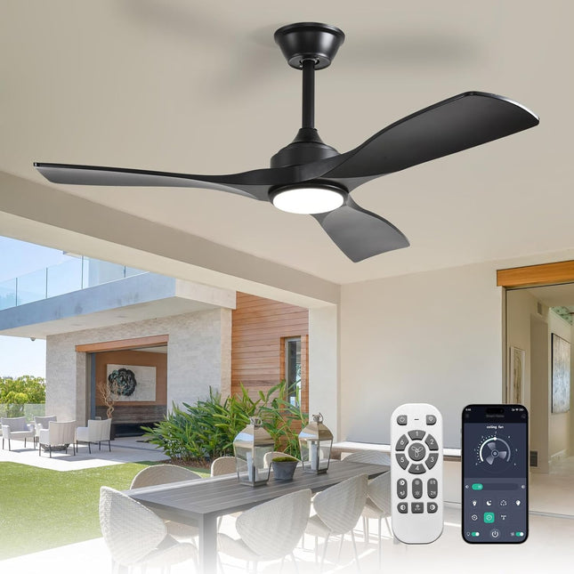 Depuley 42-Inch Ceiling Fan with Light: Black 3 Blade Indoor Outdoor Fans for Pa