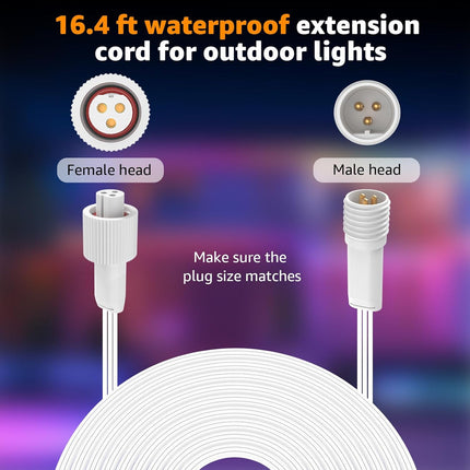 Norward Extension Cable for Govee Permanent Outdoor Lights, IP68 Waterproof Exte