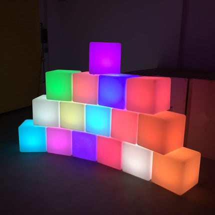 Mr.Go 8-inch Rechargeable LED Cube Light w/Remote, RGB Color Changing Cube Lamp,