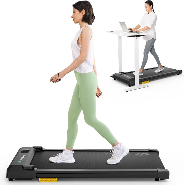 UREVO 2-in-1 Under Desk Walking Pad Treadmill, 4 MPH with 2.5 HP 40 dB Quiet Motor & App Control, 265 lb