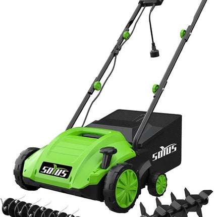 SOYUS Electric Dethatcher and Scarifier with 30L Collection Bag, 13-Inch 12 Amp