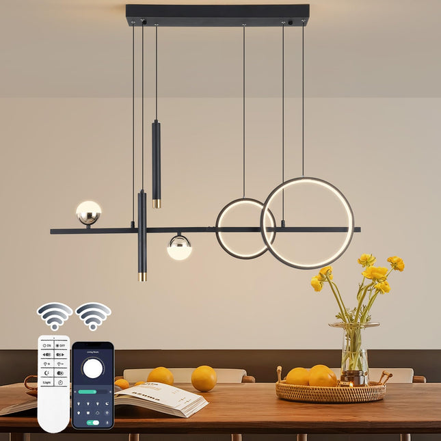 ORANOOR LED Modern Chandeliers for Dining Room, Dimmable Black Gold Chandelier K