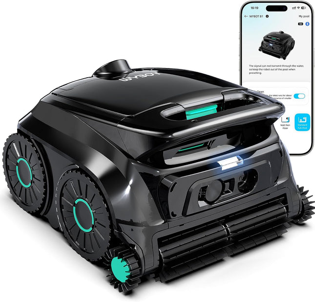 WYBOT B1 Cordless Robotic Pool Cleaner (2026), Quad-Roller Brushes, 125 Min Runtime, App Control, All Pool Types