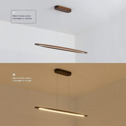 YISDESIGN 39" Wood Linear Pendant Light LED Dimmable Hanging Light Dinning Room