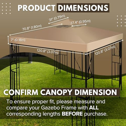 Flexzion Gazebo Cover Replacement Canopy Top 10x10 Ft (3m x 3m) - Double Tier To