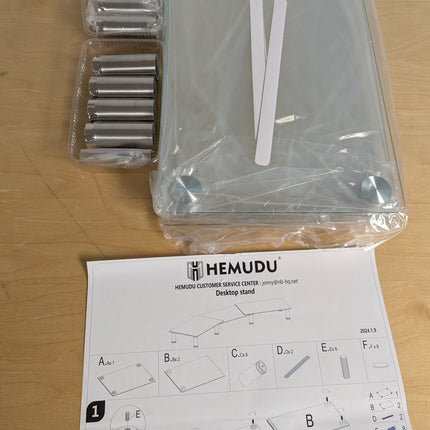 Hemudu Dual Monitor Stand -Adjustable Length and Angle Dual Monitor Riser, Compu