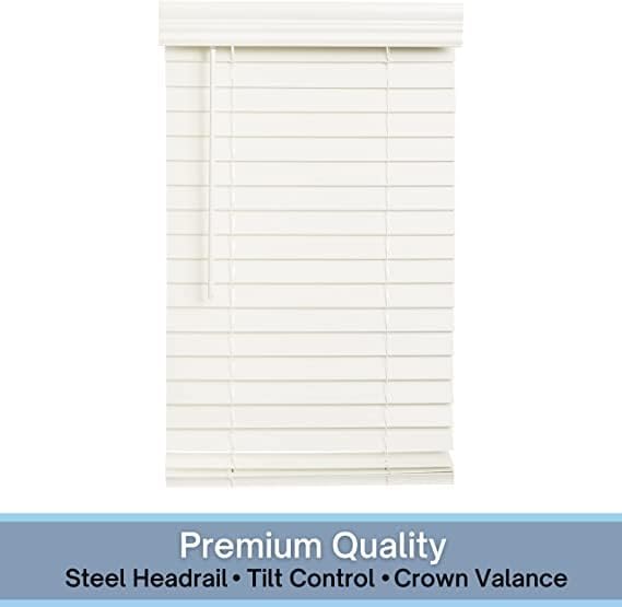LOTUS & WINDOWARE Cordless 2-inchFaux Wood Blind 23" Wide x 36" Long,(Soft White