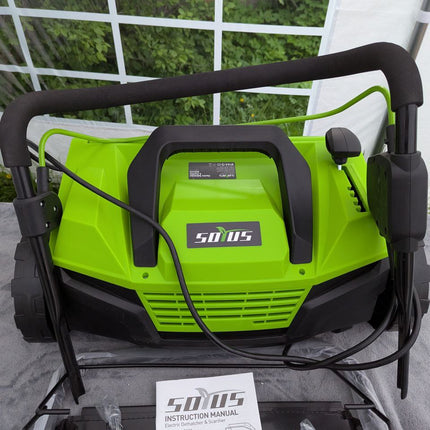 SOYUS Electric Dethatcher and Scarifier with 30L Collection Bag, 13-Inch 12 Amp