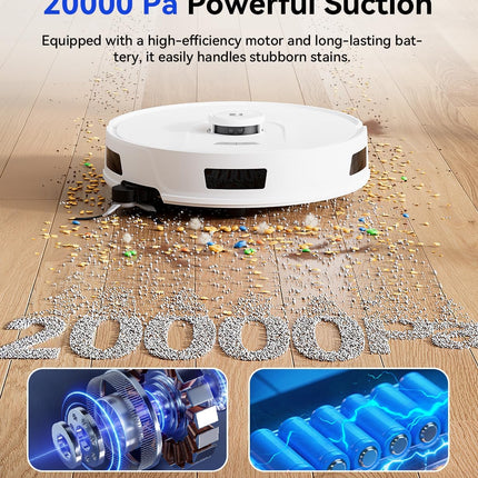 Redroad Robot Vacuum and Mop, 15000Pa, 90-Day Self-Emptying, Grey