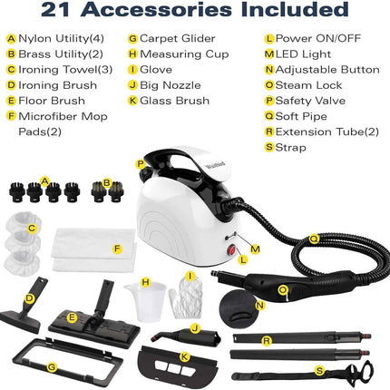 Steam Cleaner, Multipurpose Powerful Steamer with 21 Accessories, 248°F High-Tem