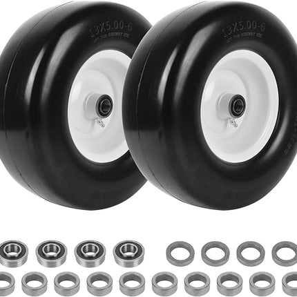 AR-PRO (2 Pack) 13 x 5.00-6 Flat Free Tire and Wheel, Replacement Solid Lawn Mow