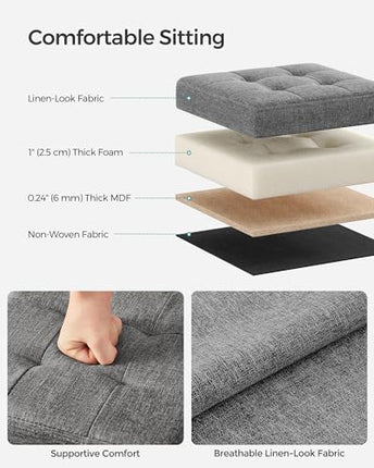 SONGMICS Folding Storage Ottoman Bench，30 x 30 x 30 cm，Ottoman Foot Rest, Storag