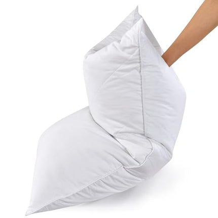 Set of 2 White Goose Feather Bed Pillows - Soft 600 Thread Count 100% Cotton, Me