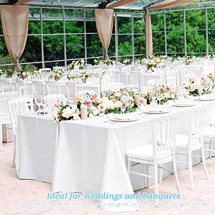 REWOMC 8 Pack White Tablecloths for 8ft Rectangle Tables 90 x 132 Inch - Polyest