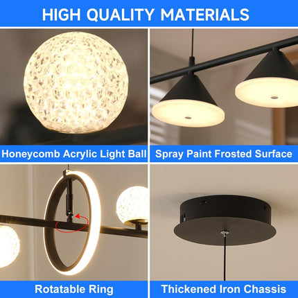 ORANOOR Modern LED Pendant Lights, Dimmable 47in Linear Globe LED Chandelier Lig