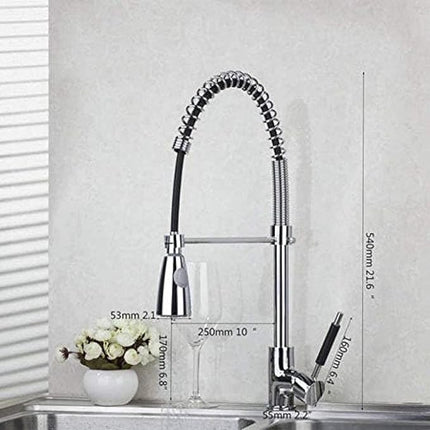 CRJUS Faucet Led Chrome Brass Orb Pull Out Down Rotated Spring Kitchen Basin Swi