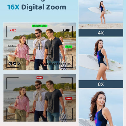 5K Digital Camera - Point and Shoot Small Digital Cameras - 72MP UHD Autofocus C