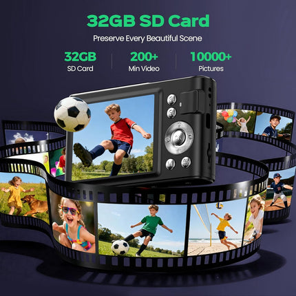 32GB Digital Camera Compact 48MP Autofocus 16X Digital Zoom Photo Camera: 2.8 In