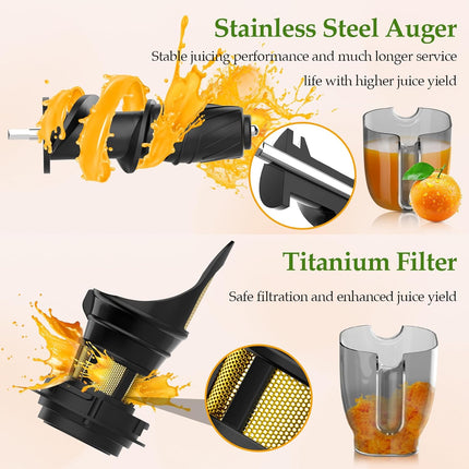 Anybear Masticating Juicer Machines, 3.5" Large Feed Chute Cold Press Juicer Fit