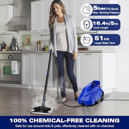 KROQO Steam Cleaner, Steam Mop with 23 Accessories, Powerful Multipurpose Portab