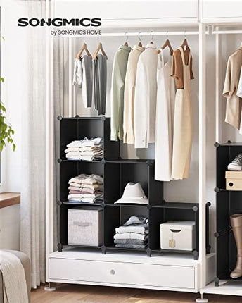 SONGMICS 6 Cube Storage Organizer, DIY Closet Shelf, Plastic Clothes Organizer,