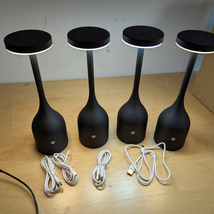 YINDUZ Cordless Table Lamps Set of 4 Black - 3CCT Stepless Dimming, Portable & W