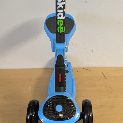 SKIDEE SP2 3-Wheel Kick Scooter for Kids 3-12, Adjustable Height, Removable Seat, LED Light-Up Wheels, Blue
