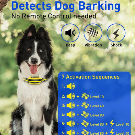 DOGLinsen 2-in-1 Bark and Shock Collar for Dogs, Smart Anti Barking Dog Training