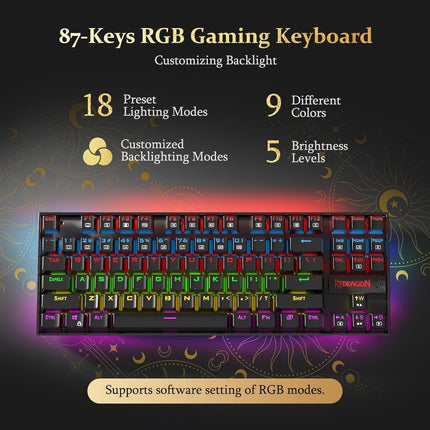 Redragon K552 Mechanical Gaming Keyboard 60% Compact 87 Key Kumara Wired Cherry