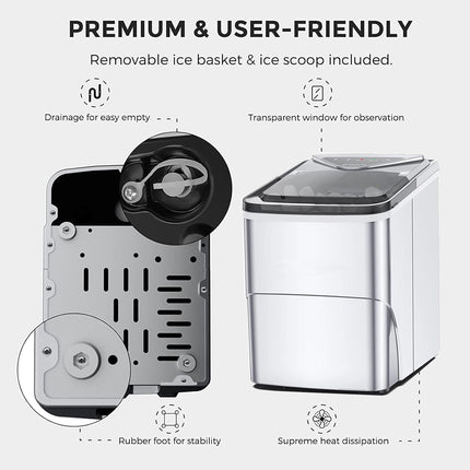Ice Maker, Self-Cleaning Ice Machine Countertop, 26lbs in 24 Hrs Counter top Ice
