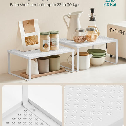 SONGMICS Spice Racks, Set of 2 Metal Cabinet Shelf Organizers, Countertop Organi